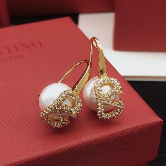 Valentino Pearl Hook Earrings Brass Material