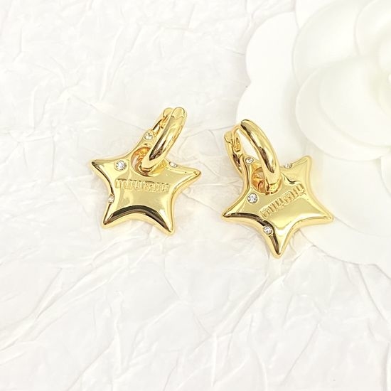 Miu Miu Stereoscopic Star Rhinestone Stud Earrings