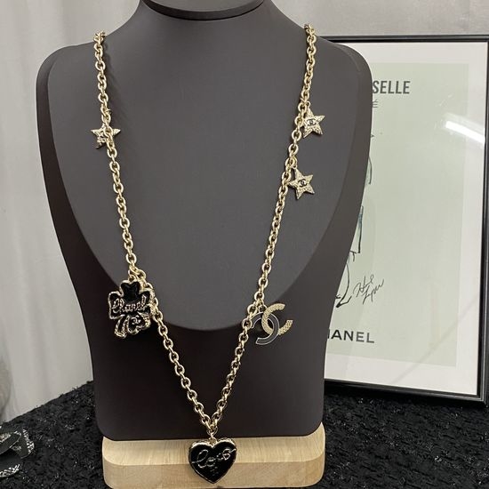 Chanel Enamel Clover Heart Multi Element Long Necklace