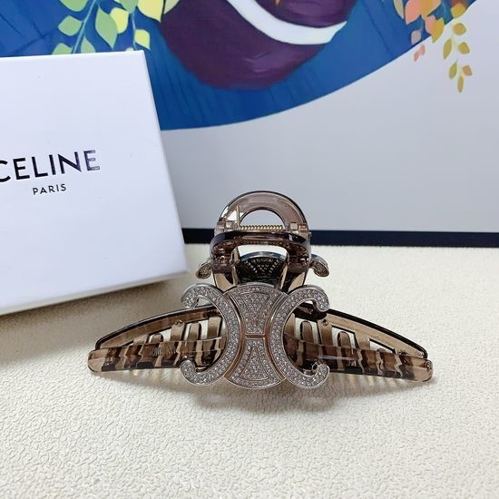 Celine Diamond Embellished Logo Hair Claw