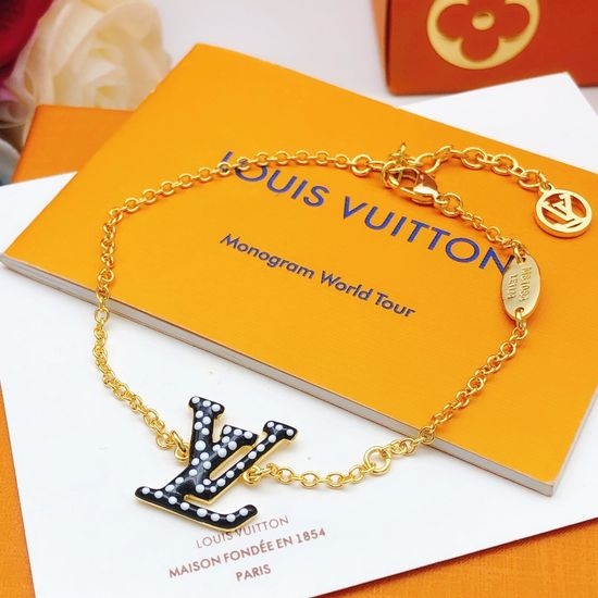 Louis Vuitton LV Black Enamel Brass Bracelet
