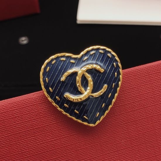 Chanel Brass Denim Heart-shaped Brooch