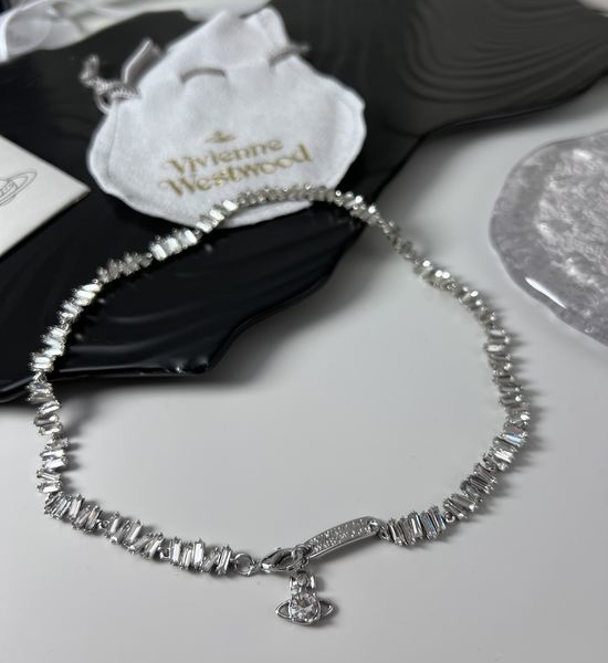 Vivienne Westhood Square Rhinestone Decorated Necklace