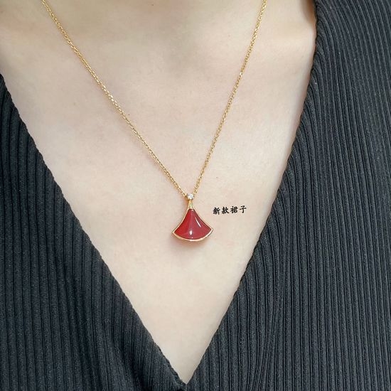 Bvlgari Delicate Fan Shape Pendant Necklace