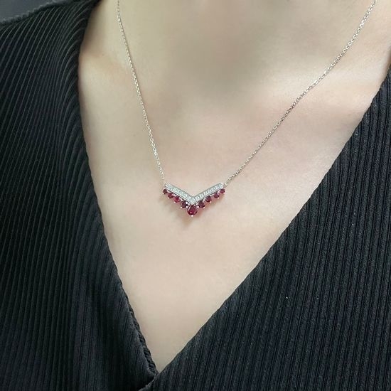 Chaumet V-Shaped Red Diamond Necklace