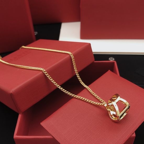 Yves Saint Laurent YSL Letter Logo Brass Pendant Necklace