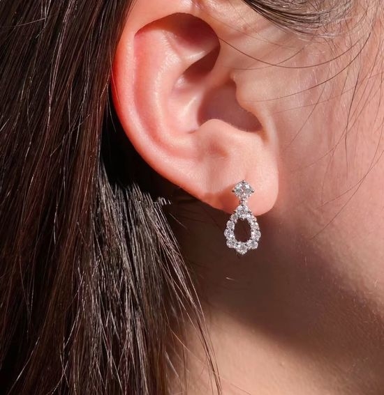Harry Winston Pear Cut Diamond Stud Earrings