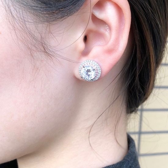 Tiffany & Co. Sparkling Round Pink CZ Stud Earrings