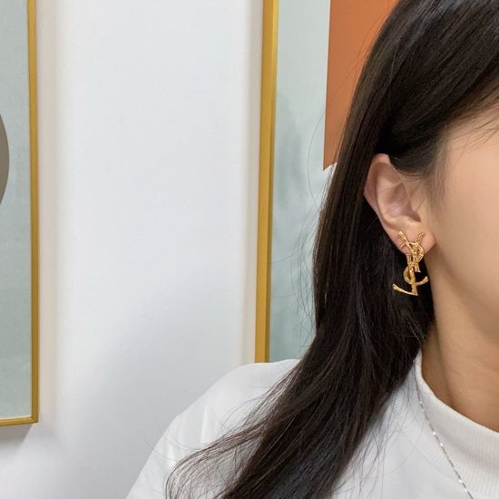 Yves Saint Laurent YSL Delicate Minimalist Elegant Stud Earrings