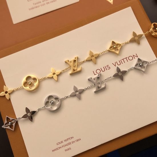 Louis Vuitton LV 18K Gold Plated Polished Bracelet