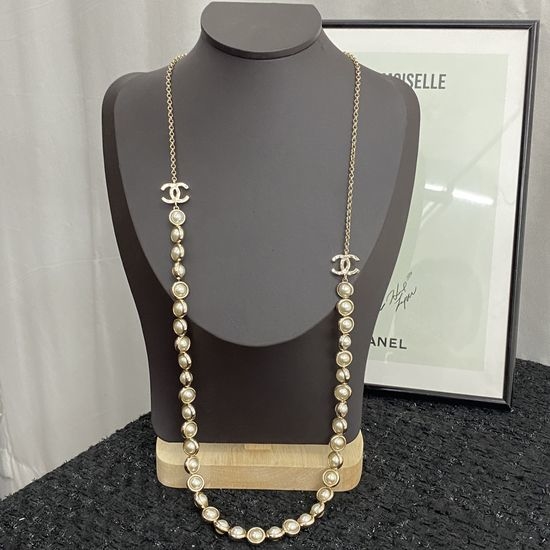 Chanel Elegant Double C Long Pearl Necklace