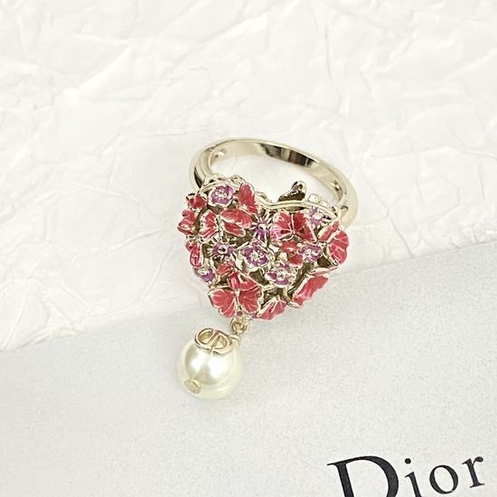 Christian Dior CD Love Heart Butterfly Pearl Ring