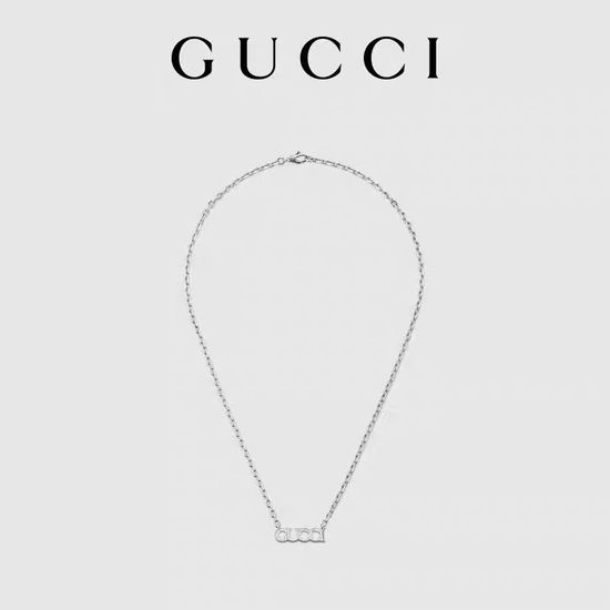 Gucci Handwriting Engraved Pendant Necklace