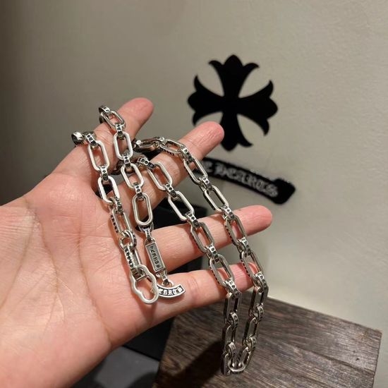 Chrome Hearts Thick Silver Chain Sweater Necklace
