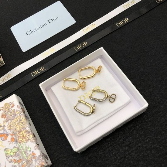 Christian Dior CD Textured Gold Tone Earrings