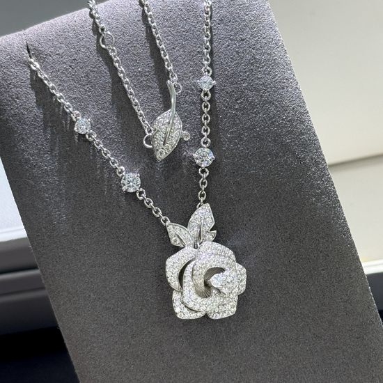 Christian Dior CD Rose Leaf Pendant Necklace