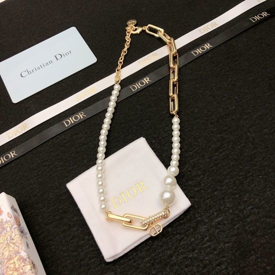 Christian Dior CD Pearl Pendant Necklace