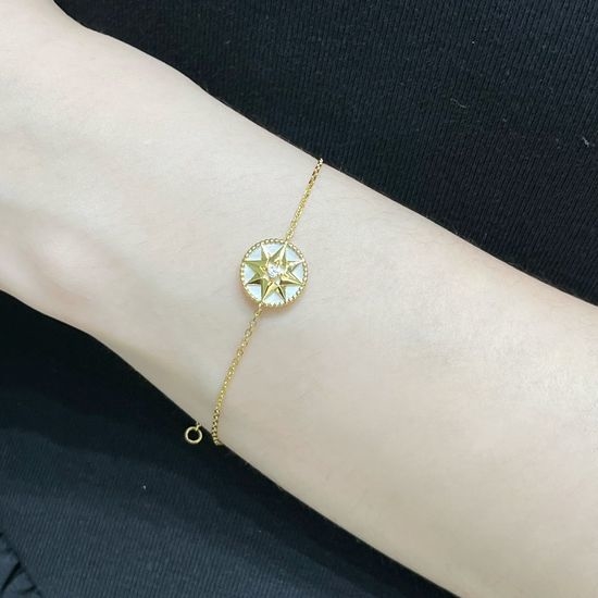 Christian Dior CD Mother of Pearl Compass Chain Bracelet