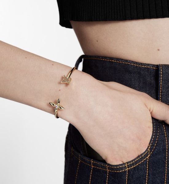 Louis Vuitton LV Crystal Inlaid Open Cuff Bracelet