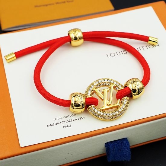 Louis Vuitton LV Rhinestone Stretch Bracelet Red