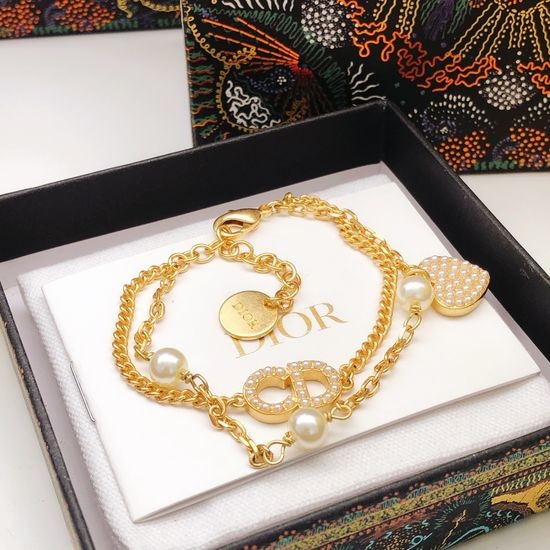 Christian Dior CD Beaded Heart Bracelet