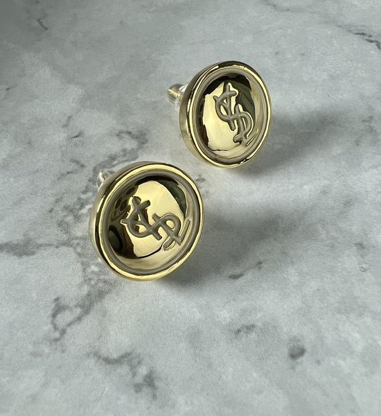 Yves Saint Laurent YSL Round Coin Stud Earrings