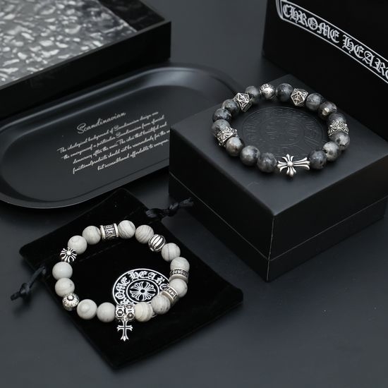 Chrome Hearts Distressed Finish Cross Beaded Bracelet