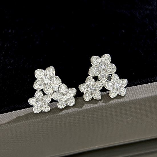 Graff Three Flower Classic Stud Earrings