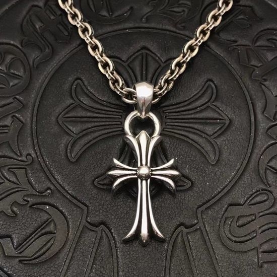Chrome Hearts Double Ring Cross Pendant Sweater Necklace