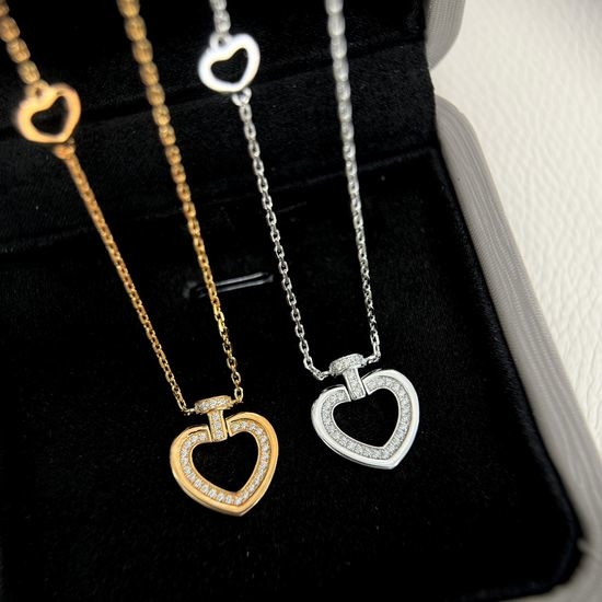 Fendi Heart Shape Diamond Pendant Necklace