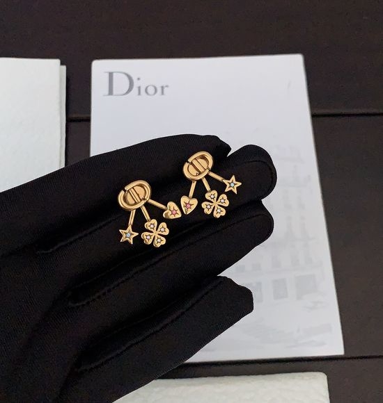 Christian Dior CD Vintage Gold Fan Shaped Stud Earrings