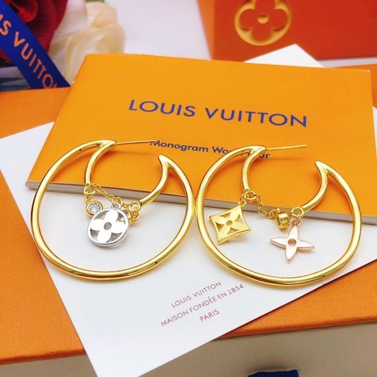 Louis Vuitton LV Latest LV Round Moon Earrings in Brass