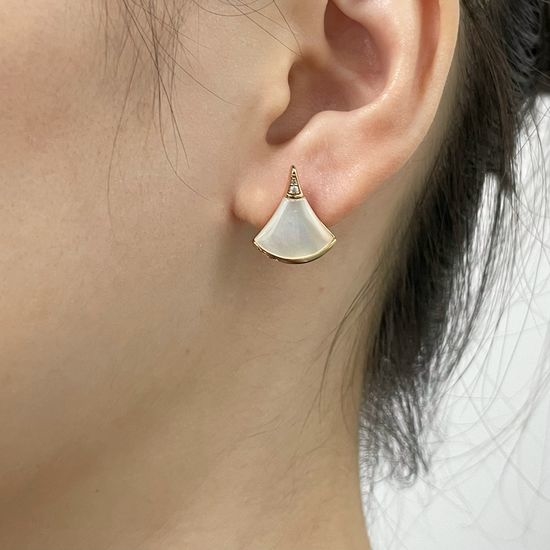 Bvlgari Mother of Pearl Fan Shape Stud Earrings