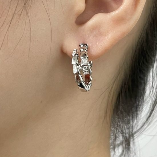 Bvlgari Delicate Paved Diamond Snake Earrings