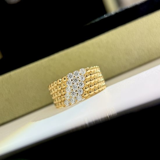 Van Cleef & Arpels VCA Three-row Diamond Beaded Ring