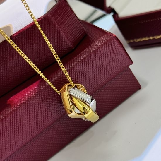 Cartier Three Color Interlocking Sterling Silver Necklace