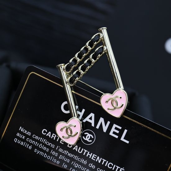 Chanel Pink Heart Note Shape Earrings Delicate Accessory