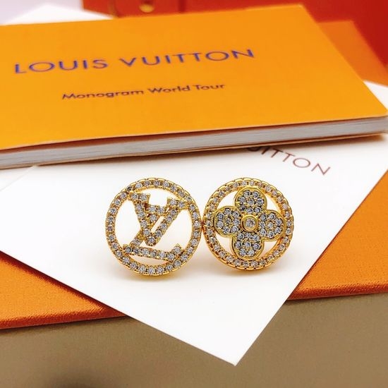 Louis Vuitton LV Classic Round Brass Stud Earrings