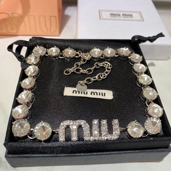 Miu Miu Rhinestone Necklace Bracelet Jewelry Set