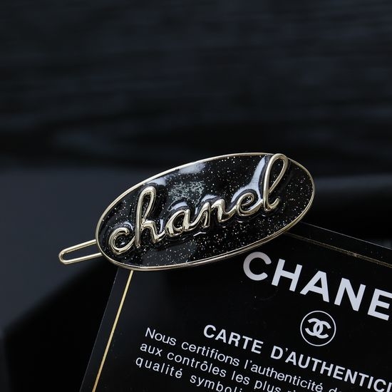Chanel Oval Enamel Metal Hair Clip