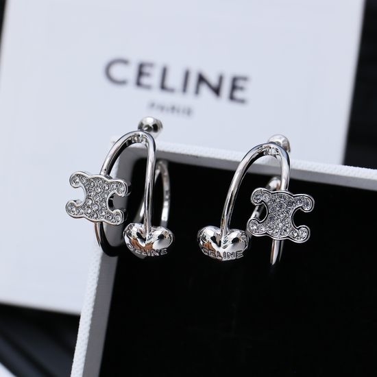 Celine Asymmetric Heart Design Drop Earrings