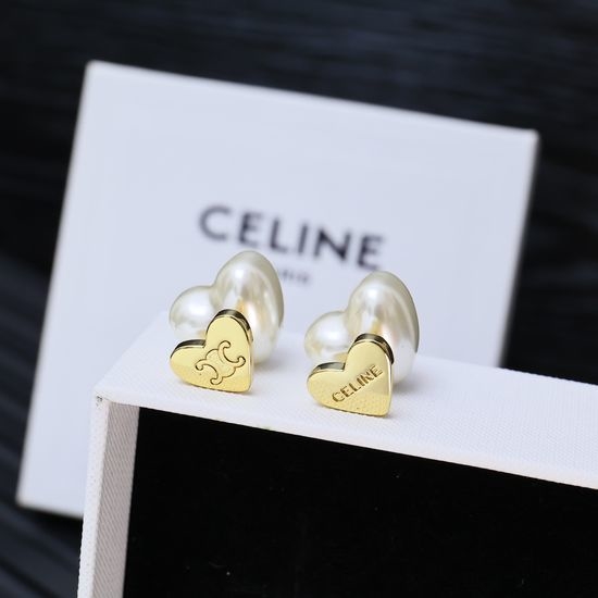 Celine Heart Pearl Two Way Wear Earrings