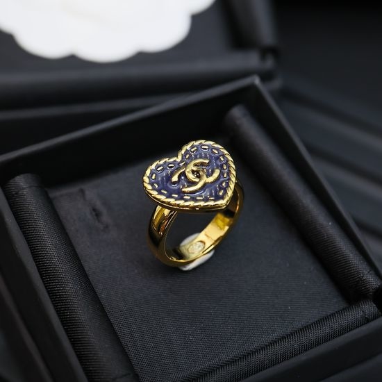 Chanel Denim Heart Enamel Ring