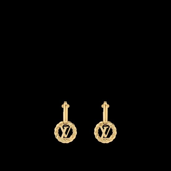 Louis Vuitton LV Unique Letter Design Brass Stud Earrings