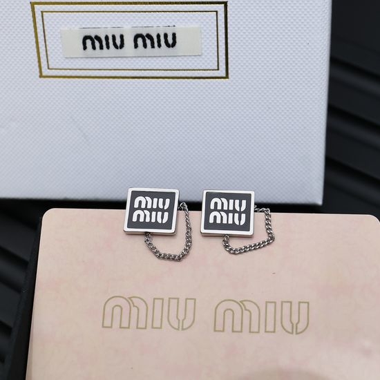 Miu Miu Chain Square Enamel Stud Earrings