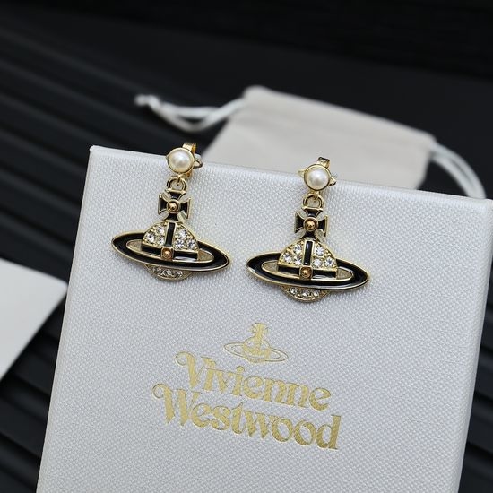 Vivienne Westhood Enamel Planet Design Drop Earrings
