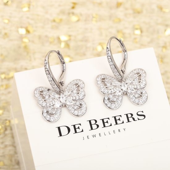 De Beers Diamond Inlaid Butterfly Earrings