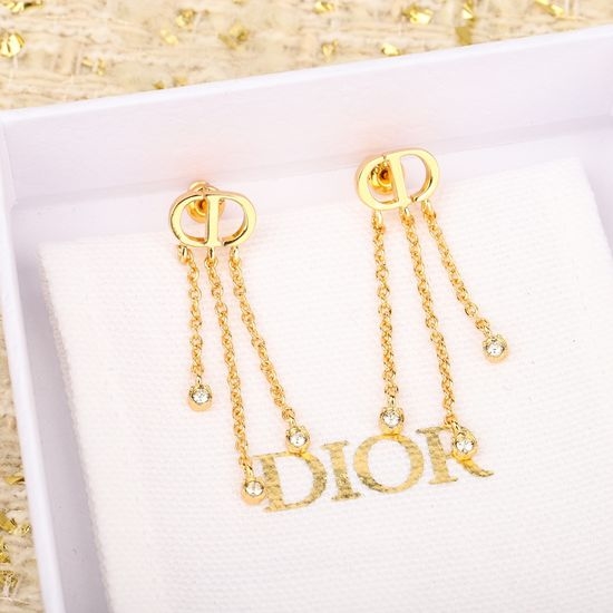 Christian Dior CD Tassel Earrings With Rhinestone And Pearl
