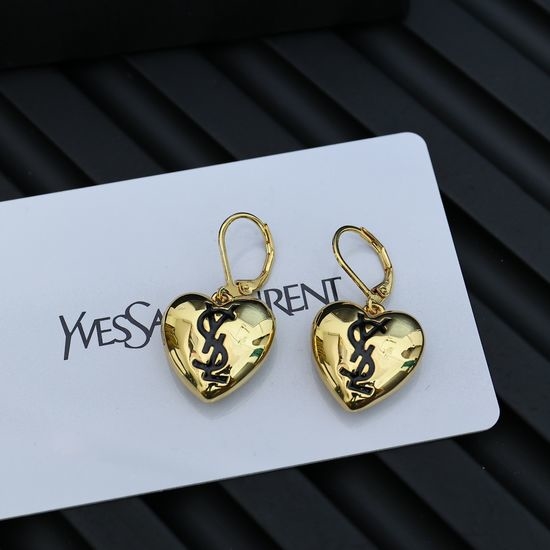 Yves Saint Laurent YSL Retro Enamel Heart Drop Earrings