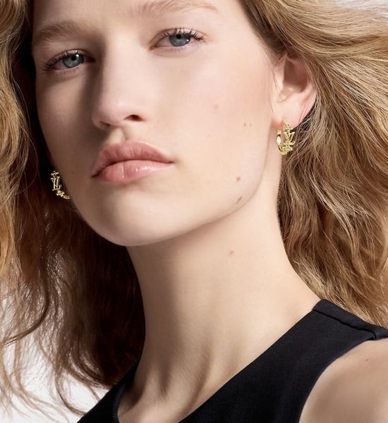 Louis Vuitton LV Crystal Inlaid Hoop Earrings